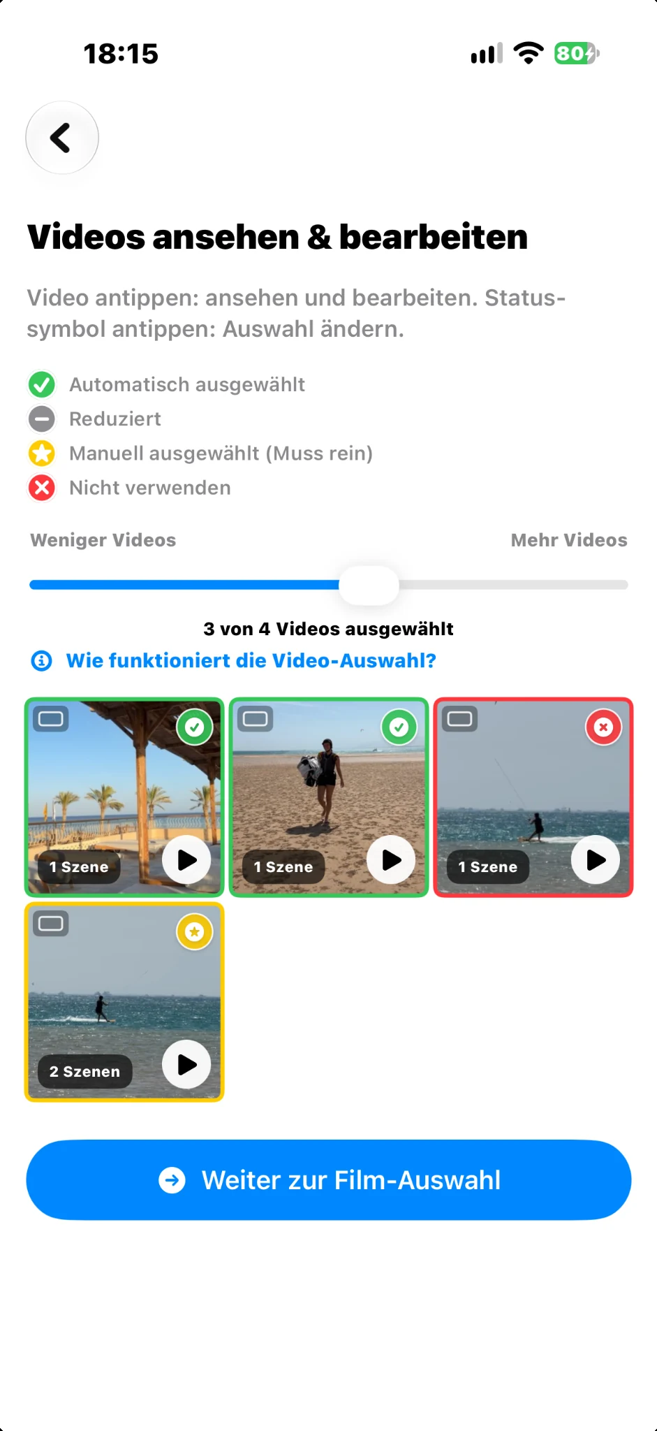 Automatische Videoszenen-Auswahl