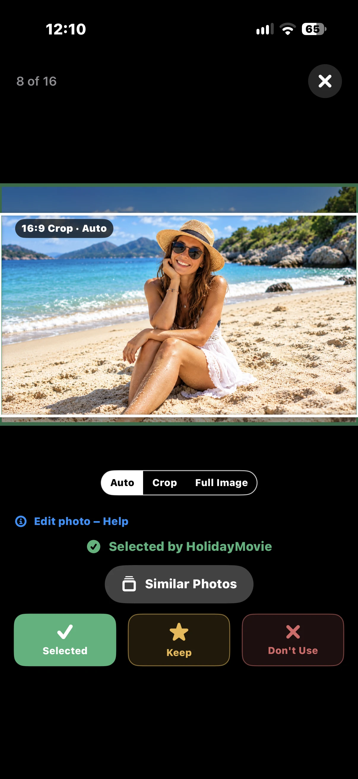 Preview and customize – Original-Screenshot der HolidayFilm-App