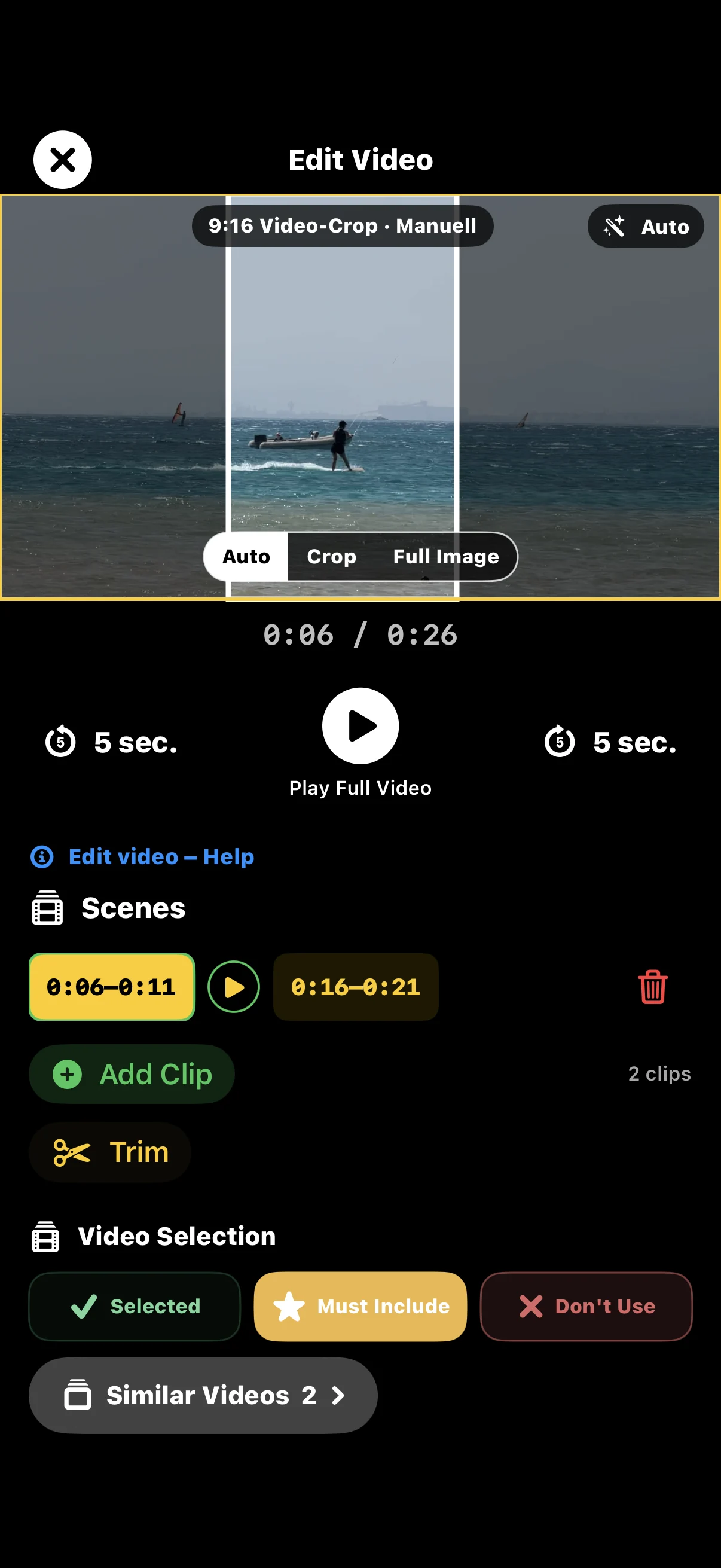 Edit video scenes individually